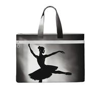 KOUUIP Ballerina Dance Canvas Document Bag with Print 10.6 * 15 Inch, 2 Zipper Pockets, Clutter-Free for Office Files