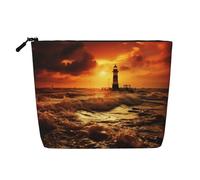 KOUUIP Beach Lighthouse print Cute Travel Toiletry Bag Makeup Bag Organizer Pouch,Travel Size Toiletries Bag for Women, Black, One Size