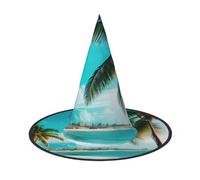 KOUUIP Beach Palm Trees Print Women Witch Hat - Cosplay Party Costume Accessory For - Halloween Party Decor Costume