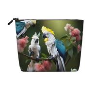 KOUUIP Beautiful Cockatoo Bird Flower print Cute Travel Toiletry Bag Makeup Bag Organizer Pouch,Travel Size Toiletries Bag for Women, Black, One Size