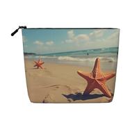 KOUUIP Beautiful Starfish print Cute Travel Toiletry Bag Makeup Bag Organizer Pouch,Travel Size Toiletries Bag for Women, Black, One Size