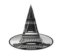 KOUUIP Black Paris Eiffel Tower Print Women Witch Hat - Cosplay Party Costume Accessory For - Halloween Party Decor Costume