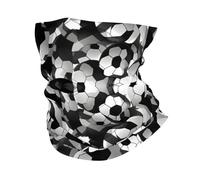 KOUUIP Black White Soccer Ball print Headband Neck Gaiter Head Wrap Headwear Face Mask Magic Scarf Bandana for Men and Women