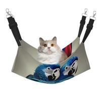 KOUUIP Blue Parrot Hugging Print Cat Hammock for Cage Hanging,Pet Hammock Bed Adjustable,Soft Sleeping Hammock for Cats,Ferret