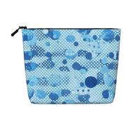 KOUUIP Blue Polka Dot Print print Cute Travel Toiletry Bag Makeup Bag Organizer Pouch,Travel Size Toiletries Bag for Women, Black, One Size