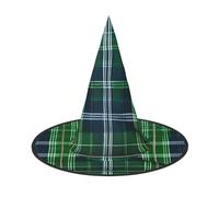 KOUUIP Blue Scottish Tartan Print Women Witch Hat - Cosplay Party Costume Accessory For - Halloween Party Decor Costume
