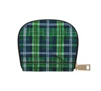 KOUUIP Blue Scottish Tartan print Womens Credit Card Holder Wallet Zip Leather Card Case Card Holder Unisex For Men And Women, White, One Size