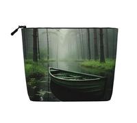KOUUIP Boat in Lake Landscape print Cute Travel Toiletry Bag Makeup Bag Organizer Pouch,Travel Size Toiletries Bag for Women, Black, One Size