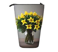 KOUUIP Bouquet of Daffodils 1 print Telescopic Pencil Bag Pen Holder Stationery Case, Stand-up Retractable Bag Standing Organizer