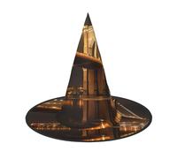 KOUUIP Brooklyn Bridge Print Women Witch Hat - Cosplay Party Costume Accessory For - Halloween Party Decor Costume
