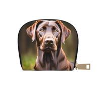 KOUUIP Brown Labrador Retriever print Womens Credit Card Holder Wallet Zip Leather Card Case Card Holder Unisex For Men And Women, White, One Size