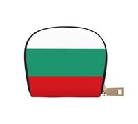 KOUUIP Bulgarian Flag print Womens Credit Card Holder Wallet Zip Leather Card Case Card Holder Unisex For Men And Women, White, One Size