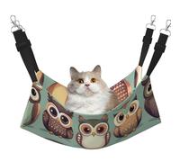 KOUUIP Cartoon Owls Cute Print Cat Hammock for Cage Hanging,Pet Hammock Bed Adjustable,Soft Sleeping Hammock for Cats,Ferret