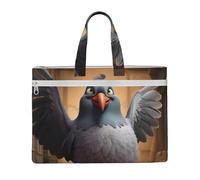 KOUUIP cartoon pigeon 1 Canvas Document Bag with Print 10.6 * 15 Inch, 2 Zipper Pockets, Clutter-Free for Office Files
