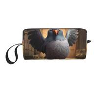 KOUUIP cartoon pigeon 1 print Large Capacity Travel Makeup Case Organizer Makeup Bag Portable Cosmetic Bag For Women, White, One Size
