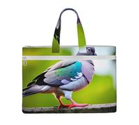 KOUUIP cartoon pigeon 3 Canvas Document Bag with Print 10.6 * 15 Inch, 2 Zipper Pockets, Clutter-Free for Office Files
