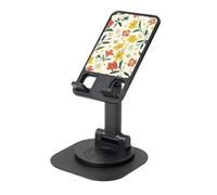 KOUUIP Cheerful Cream Red Floral 360 Swivel Phone Stand Adjustable Angle Portable Foldable Desktop Dock with Non-Slip Base