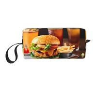 KOUUIP Chicken leg burger drink print Large Capacity Travel Makeup Case Organizer Makeup Bag Portable Cosmetic Bag For Women, White, One Size