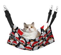 KOUUIP Christmas Penguins Print Cat Hammock for Cage Hanging,Pet Hammock Bed Adjustable,Soft Sleeping Hammock for Cats,Ferret