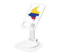 KOUUIP Colombia Flag Map 360 Swivel Phone Stand Adjustable Angle Portable Foldable Desktop Dock with Non-Slip Base