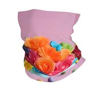 KOUUIP Colorful Cupcakes Rainbow Flower Cake print Headband Neck Gaiter Head Wrap Headwear Face Mask Magic Scarf Bandana for Men and Women