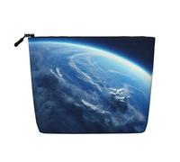 KOUUIP Cool Earth Planet Ocean Storm print Cute Travel Toiletry Bag Makeup Bag Organizer Pouch,Travel Size Toiletries Bag for Women, Black, One Size