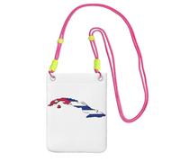 KOUUIP Cuban Flag Map Print Mini Cell Phone Crossbody Purses Travel Wallet Purses,Small Crossbody Bags Adjustable Strap, Fuchusia, One Size