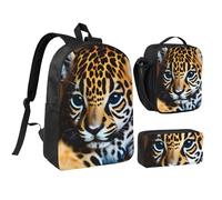 KOUUIP Cute Baby Jaguar 1 print Backpacks With Lunch Pack Pencil Case 3pcs, Lightweight Bookbag Unisex for Traveling
