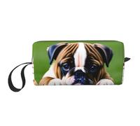 KOUUIP Cute Bulldog Puppy print Large Capacity Travel Makeup Case Organizer Makeup Bag Portable Cosmetic Bag For Women, White, One Size