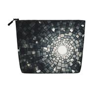 KOUUIP Cute Gray Mosaic Print Travel Pencil Case Makeup Bag Women Travel Bag Black One Size Black One Size, Black, Taglia Unica