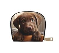 KOUUIP cute Labrador Dog 1 print Womens Credit Card Holder Wallet Zip Leather Card Case Card Holder Unisex For Men And Women, White, One Size