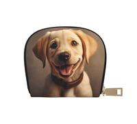 KOUUIP cute Labrador Dog print Womens Credit Card Holder Wallet Zip Leather Card Case Card Holder Unisex For Men And Women, White, One Size