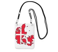 KOUUIP Danish Flag Map Print Mini Cell Phone Crossbody Purses Travel Wallet Purses,Small Crossbody Bags Adjustable Strap, Black, One Size