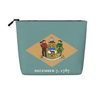 KOUUIP Delaware Flag Print Travel Toiletry Bag Travel Organizer Bag Toiletry Bag for Women, Black, One Size, Black, Taglia Unica