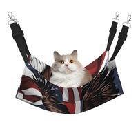 KOUUIP Eagle with USA Flag Print Cat Hammock for Cage Hanging,Pet Hammock Bed Adjustable,Soft Sleeping Hammock for Cats,Ferret