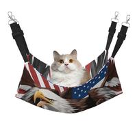 KOUUIP Eagle with USA Flag Print Cat Hammock for Cage Hanging,Pet Hammock Bed Adjustable,Soft Sleeping Hammock for Cats,Ferret