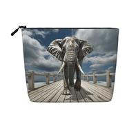 KOUUIP Elephant On Bridge Print Travel Bag Makeup Bag One Size Travel Bag Black One Size Black One Size, Black, Taglia Unica