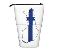 KOUUIP Finnish Flag Map Telescoping Pencil Case Pencil Case Pen Stationery Stand Organizer, Black, One Size