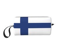 KOUUIP Finnish flag print Large Capacity Travel Makeup Case Organizer Makeup Bag Portable Cosmetic Bag For Women, White, One Size