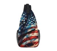 KOUUIP Firework American Flag 4Th of July Crossbody Bag For Men And Women, Anti Theft Crossbody Chest Bag Casual Travel Bag For Hiking