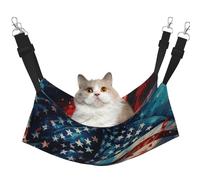 KOUUIP Firework American Flag 4Th of July Print Cat Hammock for Cage Hanging,Pet Hammock Bed Adjustable,Soft Sleeping Hammock for Cats,Ferret
