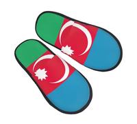 KOUUIP Flag of Azerbaijan Compact Travel Slippers, Plush Foldable Indoor Slippers for Hotel Spa and Guest Winter Use