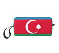 KOUUIP Flag of Azerbaijan print Large Capacity Travel Makeup Case Organizer Makeup Bag Portable Cosmetic Bag For Women, White, One Size
