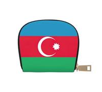 KOUUIP Flag of Azerbaijan print Womens Credit Card Holder Wallet Zip Leather Card Case Card Holder Unisex For Men And Women, White, One Size