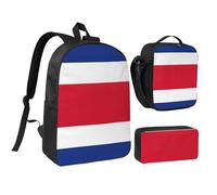 KOUUIP Flag of Costa Rica print Backpacks With Lunch Pack Pencil Case 3pcs, Lightweight Bookbag Unisex for Traveling