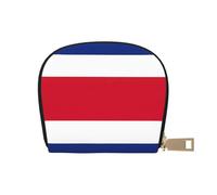 KOUUIP Flag of Costa Rica print Womens Credit Card Holder Wallet Zip Leather Card Case Card Holder Unisex For Men And Women, White, One Size