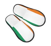 KOUUIP Flag of Cote d'Ivoire Compact Travel Slippers, Plush Foldable Indoor Slippers for Hotel Spa and Guest Winter Use, Black, 5