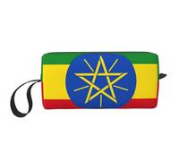 KOUUIP Flag of Ethiopia print Large Capacity Travel Makeup Case Organizer Makeup Bag Portable Cosmetic Bag For Women, White, One Size