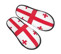 KOUUIP Flag of Georgia Compact Travel Slippers, Plush Foldable Indoor Slippers for Hotel Spa and Guest Winter Use
