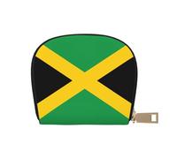 KOUUIP Flag of Jamaica print Womens Credit Card Holder Wallet Zip Leather Card Case Card Holder Unisex For Men And Women, White, One Size